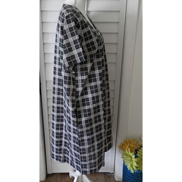 Anthony Richards women's gray & white plaid snap closure housedress pockets L - Picture 4 of 7